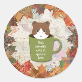 Adesivo Redondo Fall Break Cat