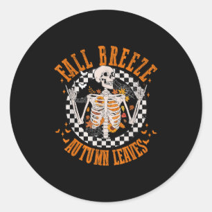 Adesivo Redondo Fall Breeze Autumn Deixa Skeleton Flower Thanksgi