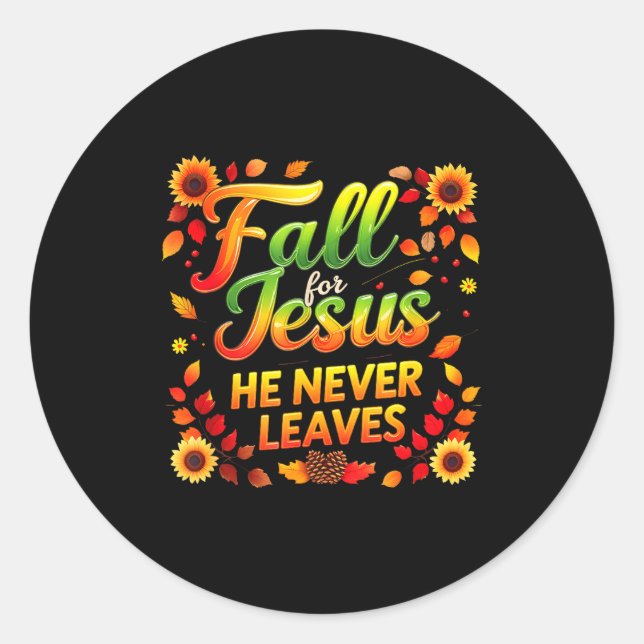 Adesivo Redondo Fall Christian Thanksgiving Autumn Jesus My Favour (Frente)