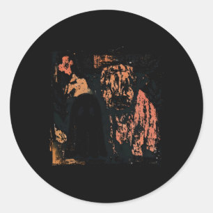 Adesivo Redondo Fall Cow Ghost Retro Spooky Season Halloween