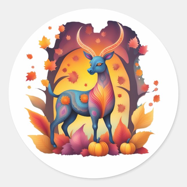 Adesivo Redondo Fall Deer Alebrije (Frente)