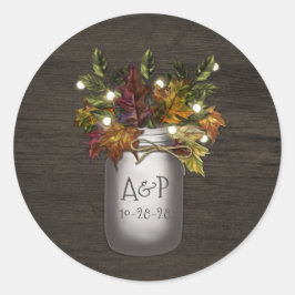 Adesivo Redondo Fall Deixa Mason Jar Rustic Wedder Favor