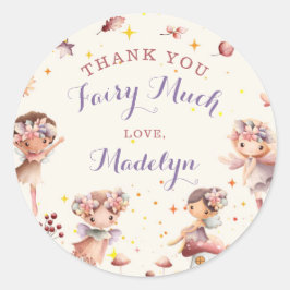 Adesivo Redondo Fall Fairy Topper Girl Birthday Favor Round