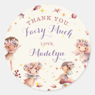 Adesivo Redondo Fall Fairy Topper Girl Birthday Favor Round