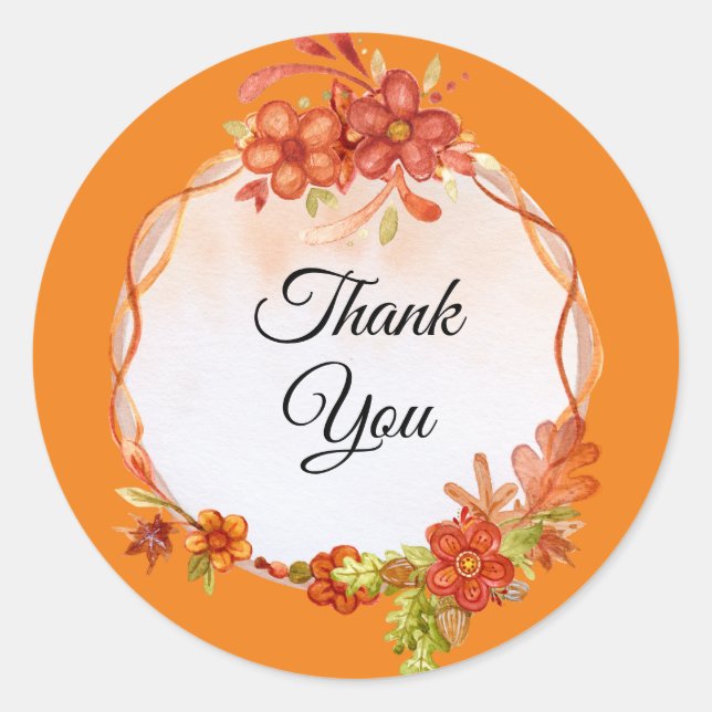 Adesivo Redondo Fall Fall Deixa Aquarela Obrigado (Frente)