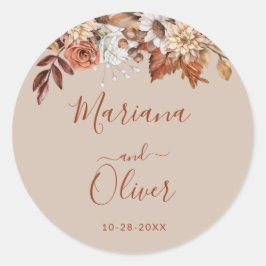 Adesivo Redondo Fall Floral Buquê Envelope Selos