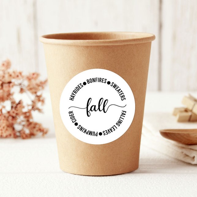 Adesivo Redondo Fall Hayrides Bonfire Cider Ação de Graças (Criador carregado)