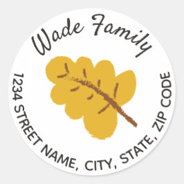 Adesivo Redondo Fall Leaf Address Fall de Ação de Graças