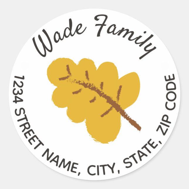 Adesivo Redondo Fall Leaf Address Fall de Ação de Graças (Frente)