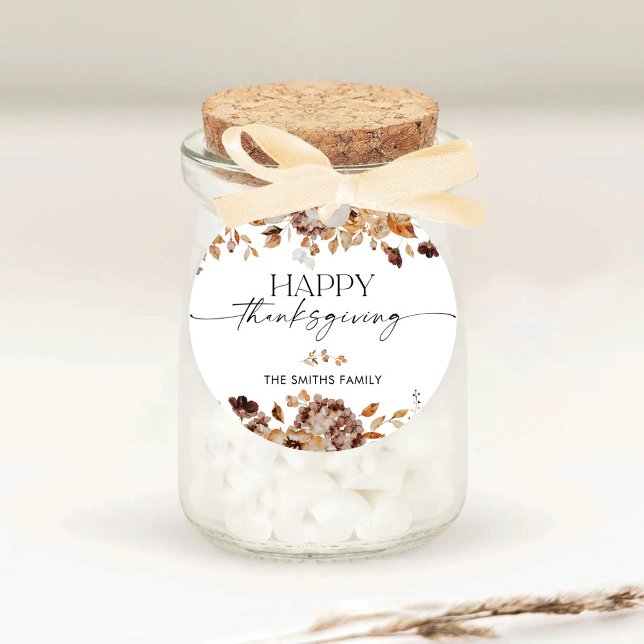 Adesivo Redondo Fall Leaves Thanksgiving Dinner Sticker (Criador carregado)