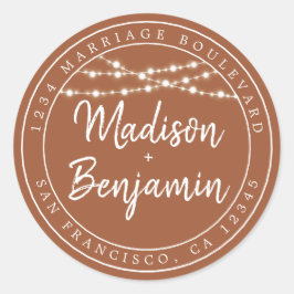 Adesivo Redondo Fall Love Rustic Lights TerraCotta Return Endereço