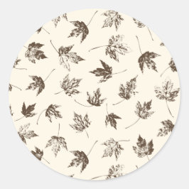 Adesivo Redondo Fall Maple Folhas no creme - padrão sem falhas.