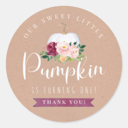 Adesivo Redondo Fall Pumpkin Birthday Favor Sticker Idade Personal