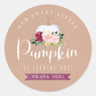 Adesivo Redondo Fall Pumpkin Birthday Favor Sticker Idade Personal