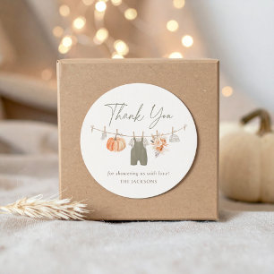 Adesivo Redondo Fall Pumpkin Boy Chá de fraldas de roupas de bebê