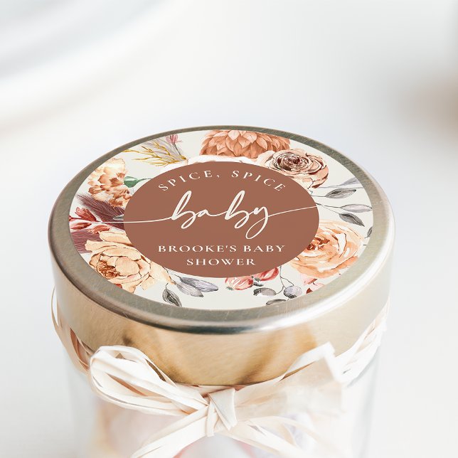 Adesivo Redondo Fall Pumpkin "Spice Spice Baby" Baby Shower (Criador carregado)