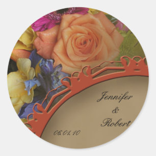 Adesivo Redondo Fall Rose Bouquet Envelope Seal
