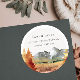 Adesivo Redondo Fall Rust Orange Mountain Tres Endereço Foliar