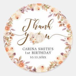 Adesivo Redondo Fall Rustic Boho Pumpkin Maravilhoso Obrigado