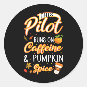 Adesivo Redondo Fall Season Pilot Caffeine Pumpkin Spice Latt Cof