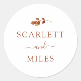 Adesivo Redondo Fall Terracotta Leaf Envelope Seal de Queda Minima