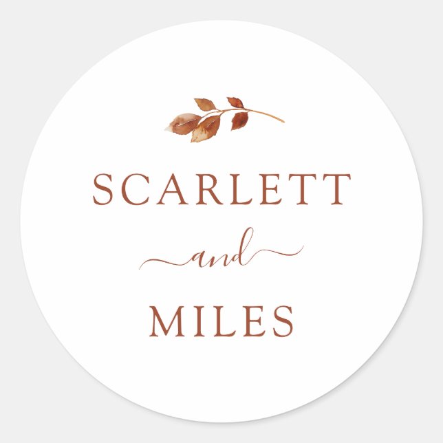 Adesivo Redondo Fall Terracotta Leaf Envelope Seal de Queda Minima (Frente)