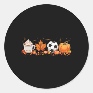 Adesivo Redondo Fall Vibes Pumpkin Spice Soccer Halloween Autumn L