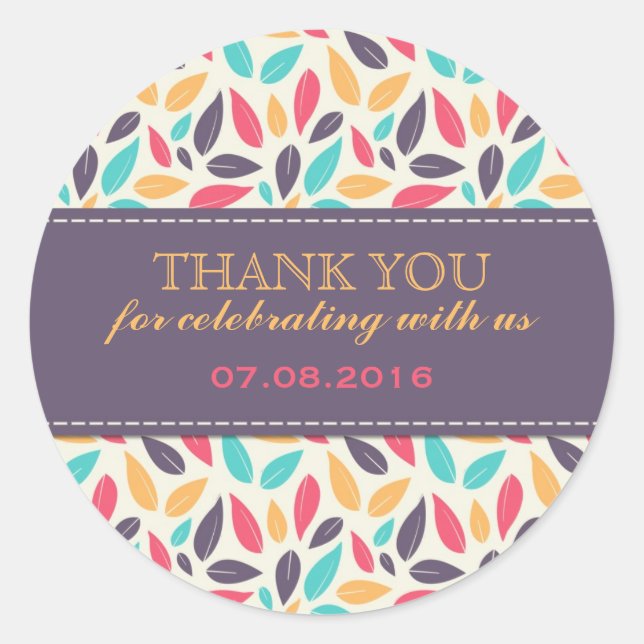 Adesivo Redondo Falling Deixa Padrões De Casamento De Favor (Frente)