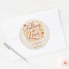 Adesivo Redondo Falling in Love Modern Autumn Wedding 