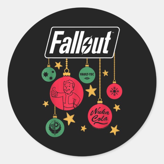 Adesivo Redondo Fallout Logo Christmas Ornaments Video Game  (Frente)