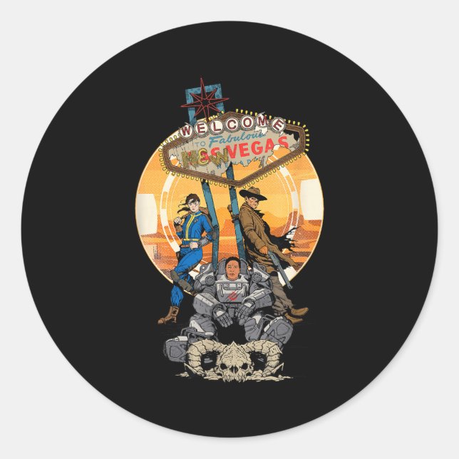 Adesivo Redondo Fallout - Welcome To Fabulous New Vegas  (Frente)