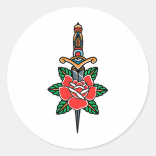 Adesivo Redondo Falso amigo Tradicional Americano Tatuagem Antiga