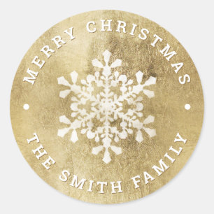 Adesivo Redondo Falso ouro com fenda de neve artística