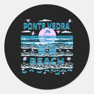 Adesivo Redondo Família Amorosa de Golfinhos Fofos Ponte Vedra Bea