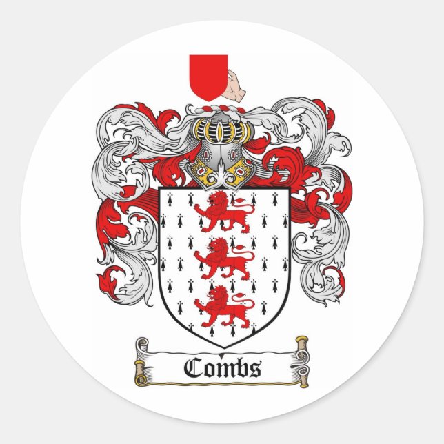 ADESIVO REDONDO FAMÍLIA COMBS - CASACO DE ARMAS DE COMBS (Frente)
