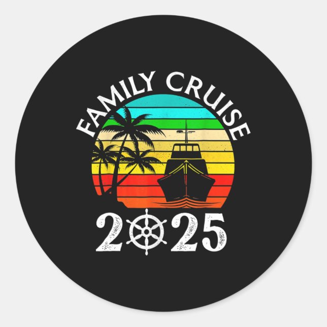 Adesivo Redondo Família Cruise 2025, Viagem de Férias da Família M (Frente)