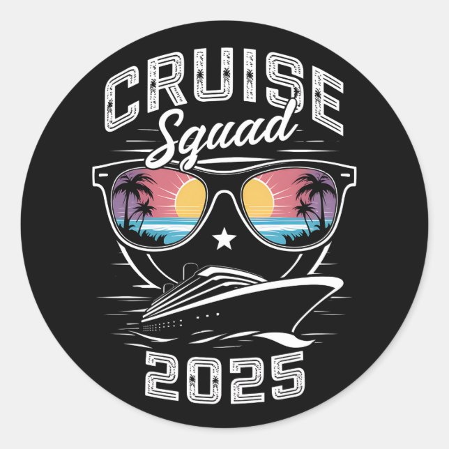 Adesivo Redondo Família Cruise Squad 2025 Summer Vacation Matching (Frente)