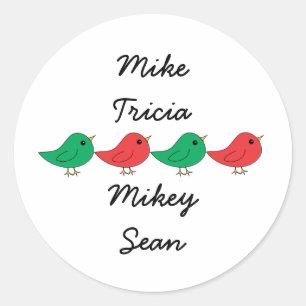 Adesivo Redondo Família de Aves de Natal