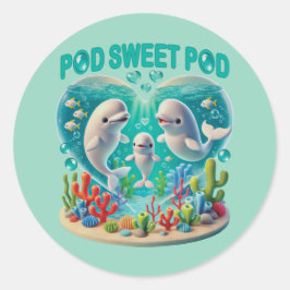 Adesivo Redondo Família de baleias "Pod Sweet Pod"