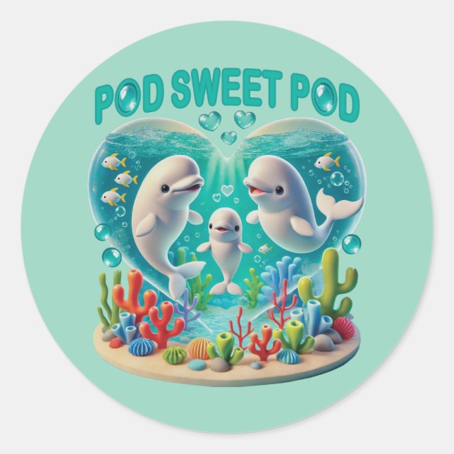 Adesivo Redondo Família de baleias "Pod Sweet Pod" (Frente)