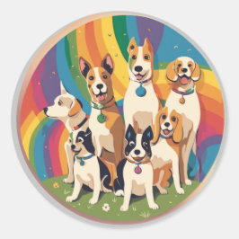 Adesivo Redondo Família de Cachorros Cortes