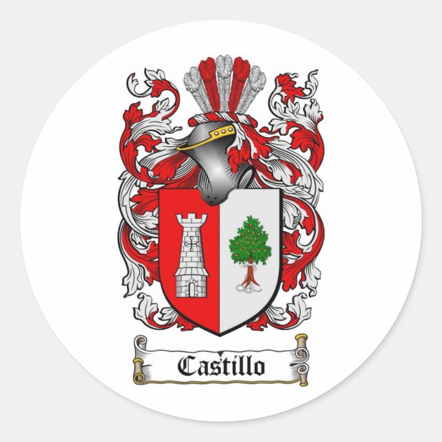 ADESIVO REDONDO FAMÍLIA DE CASTILLO - CASACO DE ARMAS DE CASTILLO (Frente)