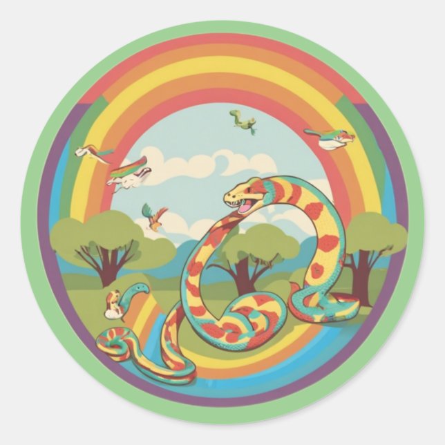 Adesivo Redondo Família de Cobra bonitos (Frente)