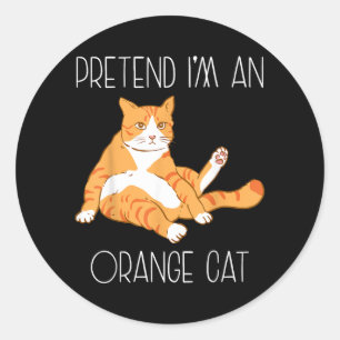 Adesivo Redondo Família de Fantasia de Gato Laranja no Halloween