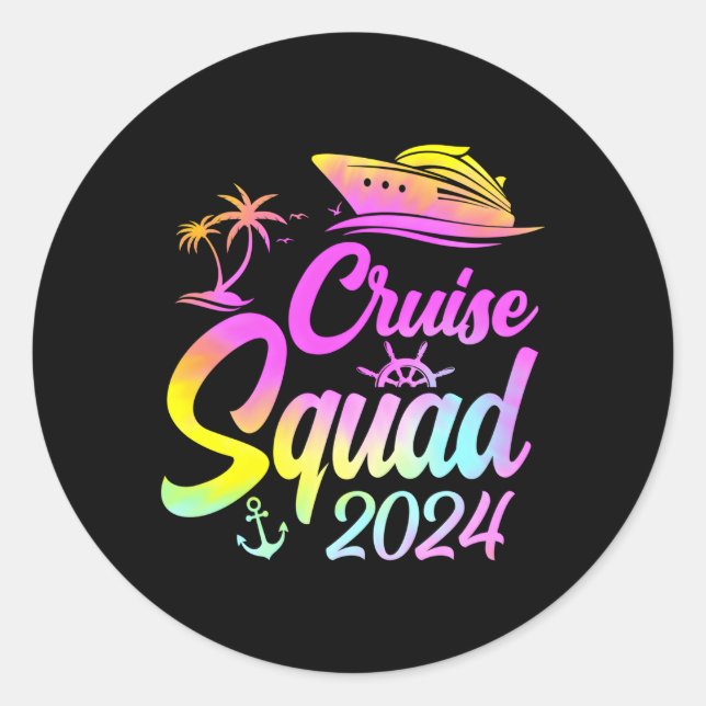Adesivo Redondo Família de Férias da Família Cruise Squad 2024 (Frente)
