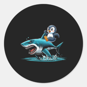 Adesivo Redondo Família de Foca de Fantasia de Tubarão de Pinguim