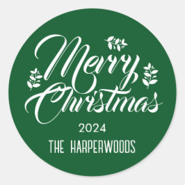 Adesivo Redondo Família de Natal Elegante Moderna e Simples