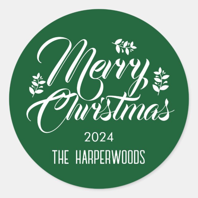 Adesivo Redondo Família de Natal Elegante Moderna e Simples (Frente)