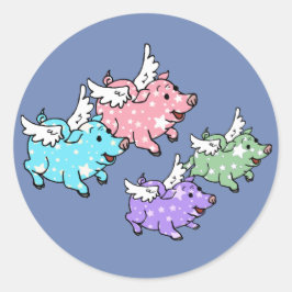 Adesivo Redondo Família de Porcos Voadores