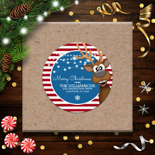 Adesivo Redondo Família de Rena de Natal Caprichosa Endereço